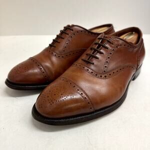 Alden 911 Medallion Perf Tip Bal Oxford (Burnished Tan Calf) 7.5 E UNWORN HEELS
